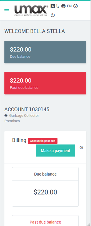 Mobile image of the old version of the Customer Self-Service project homepage before the redesign